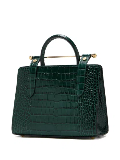 Strathberry Small Crocodile-embossed Top-handle Tote Bag In Green