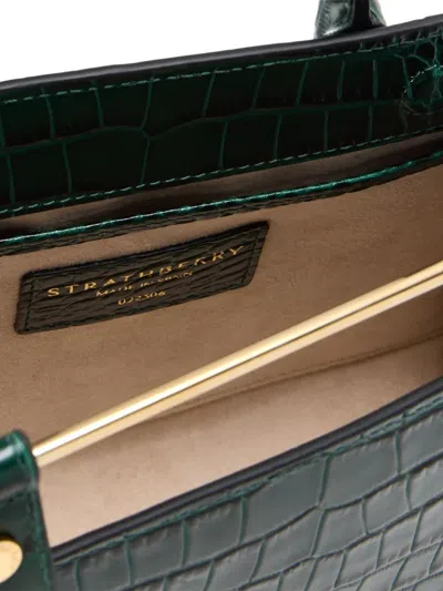 Strathberry Small Crocodile-embossed Top-handle Tote Bag In Green