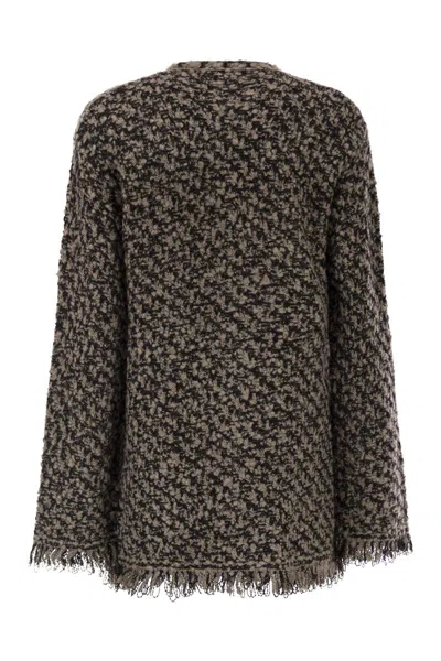 Fabiana Filippi Fringed Jacket In Wool Blend In Brown