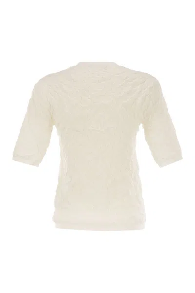 Fabiana Filippi Slim-fit Jumper With Embossed Finish In White