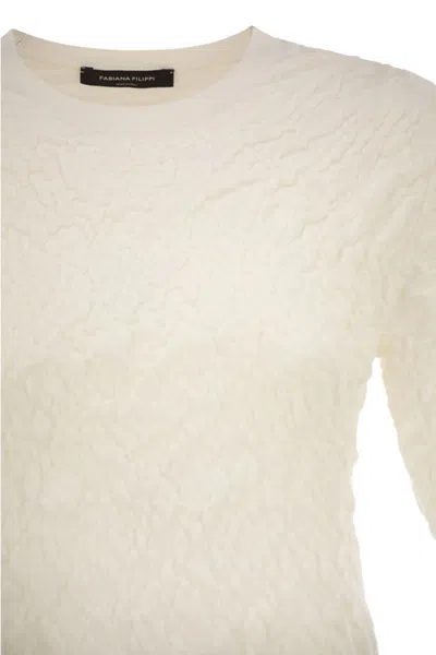 Fabiana Filippi Slim-fit Jumper With Embossed Finish In White