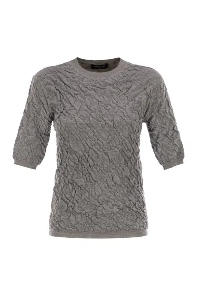 Fabiana Filippi Slim-fit Jumper With Embossed Finish In Gray