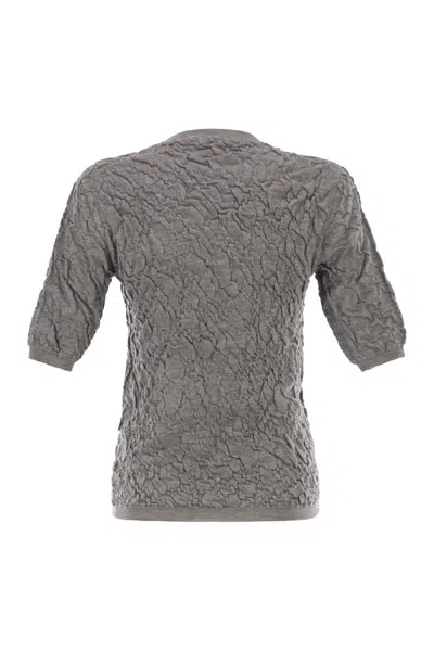 Fabiana Filippi Slim-fit Jumper With Embossed Finish In Gray