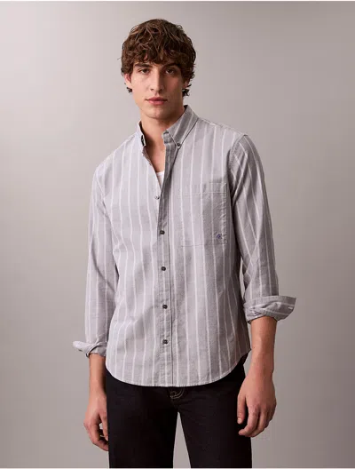 Calvin Klein Jeans Est.1978 Calvin Klein Men's Stripe Classic Oxford Button-down Shirt In Animal Print