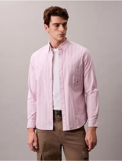 Calvin Klein Jeans Est.1978 Calvin Klein Men's Stripe Classic Oxford Button-down Shirt In Pink