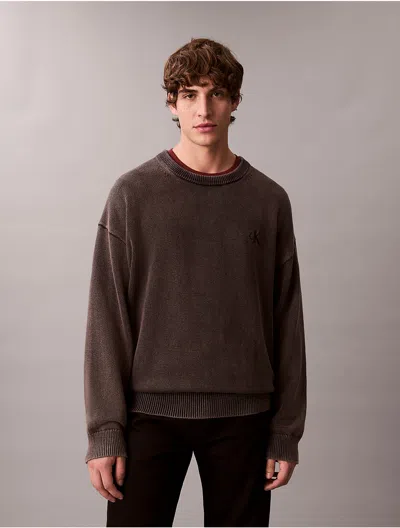Calvin Klein Jeans Est.1978 Calvin Klein Men's Cotton Relaxed Crewneck Sweater In Brown