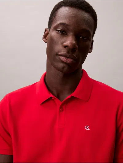 Calvin Klein Jeans Est.1978 Calvin Klein Men's Cotton Pique Classic Polo Shirt In Red