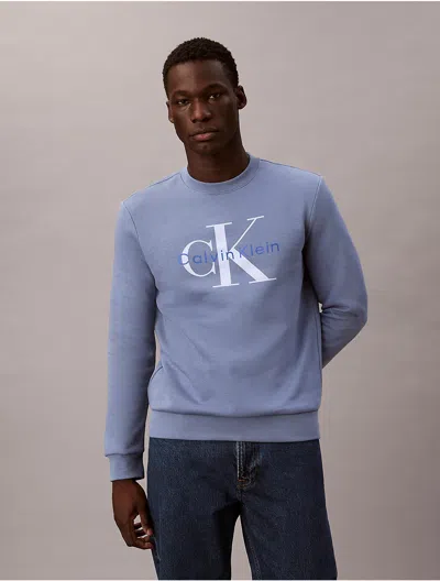 Calvin Klein Jeans Est.1978 Calvin Klein Men's Monologo Fleece Crewneck Sweatshirt In Blue