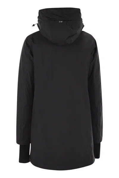 Herno Hooded A-shape Jacket In 2-layer Windstopper In Black