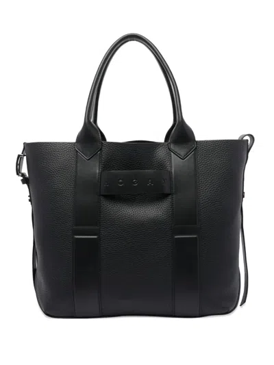 Hogan Handbag With Textured Finish And Double Handle In Black