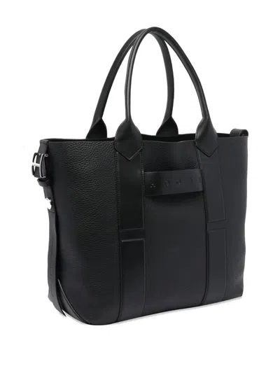 Hogan Handbag With Textured Finish And Double Handle In Black
