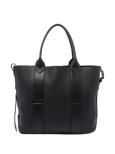 Hogan Handbag With Textured Finish And Double Handle In Black