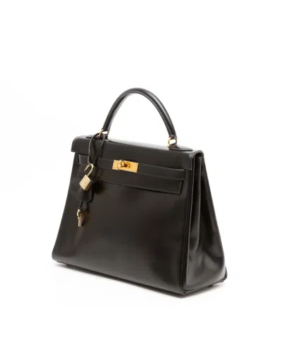 Pre-owned Hermes Hermès Kelly 32 Box Retourne Bag In Black