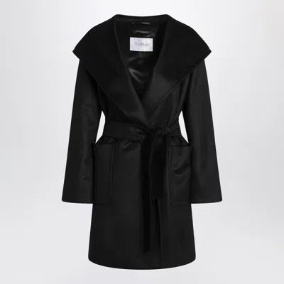 Max Mara Rialto Wool Wrap Coat In Black