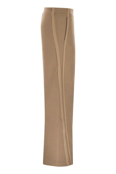 Max Mara High Waist Wide Leg Joggers With Seam Detailing In Brown