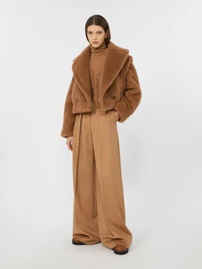 Max Mara Flared Camel Trousers In Brown