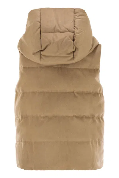 Max Mara The Cube Delfy - Reversible Padded Waistcoat In Camel And Water-repellent Taffeta In Brown