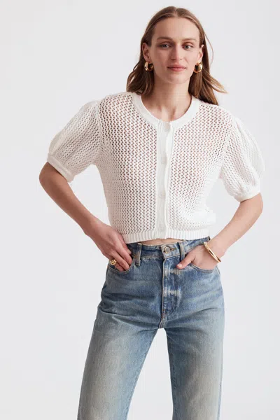 Toccin Samantha Crochet Cropped Cardigan In Optic