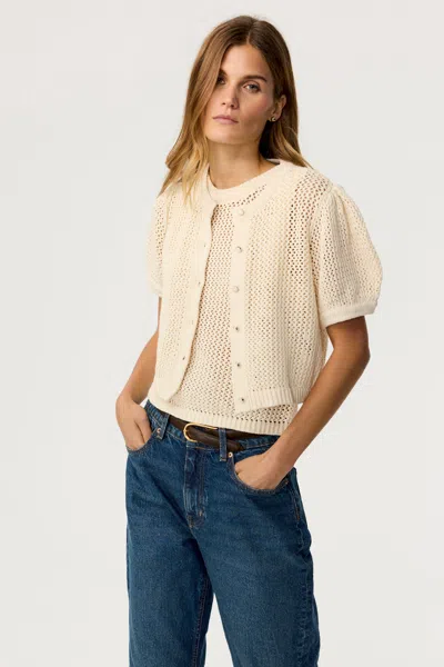 Toccin Samantha Crochet Cropped Cardigan In Optic