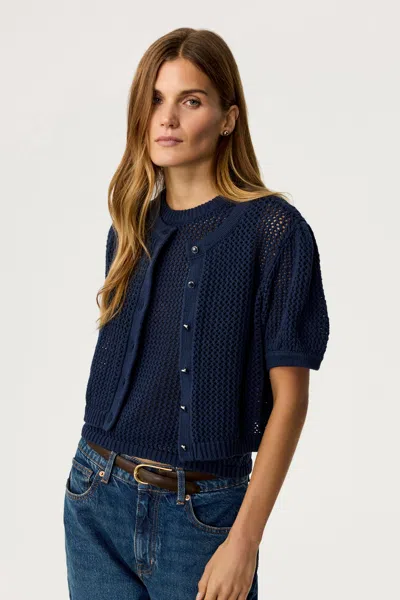 Toccin Samantha Crochet Cropped Cardigan In Optic