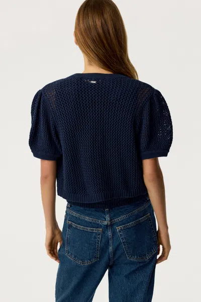 Toccin Samantha Crochet Cropped Cardigan In Optic