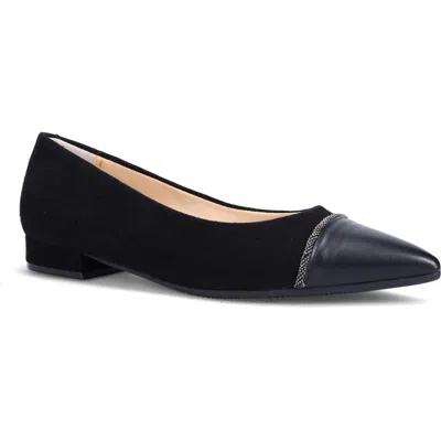 Ron White Kacie Water Resistant Pointed Toe Ballet Flat In Black