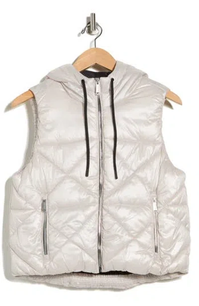 Calvin Klein Performance Hooded Diamond Quilted Vest In Silver
