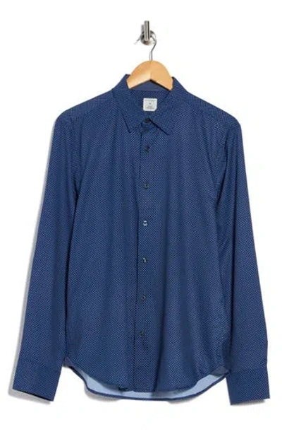 Construct Slim Fit Micro Geometric 4-way Stretch Performance Button-up Shirt In Blue