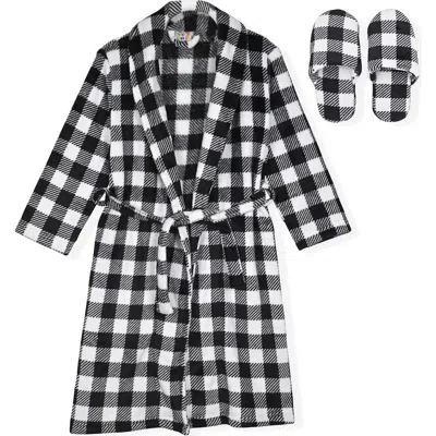 Sleep On It Kids' Fleece Robe & Slippers Set In Black