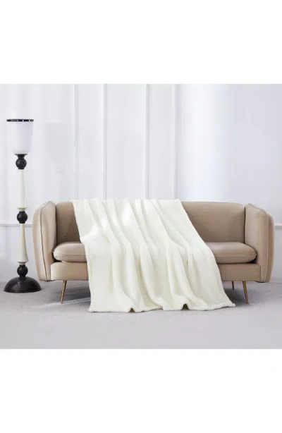 Bcbg Oversize High Pile Fleece Throw Blanket In White