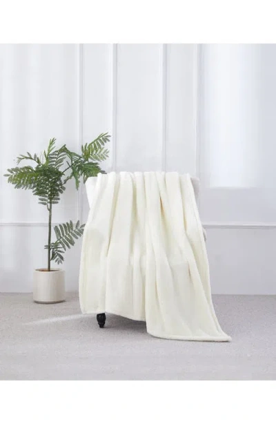 Bcbg Oversize High Pile Fleece Throw Blanket In White
