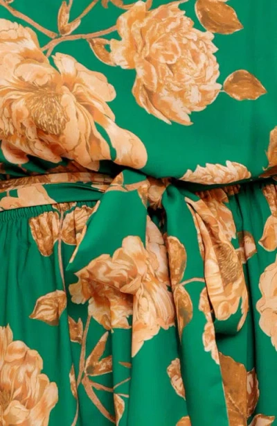 Flying Tomato Long Sleeve Print Midi Dress In Green