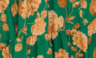 Flying Tomato Long Sleeve Print Midi Dress In Green