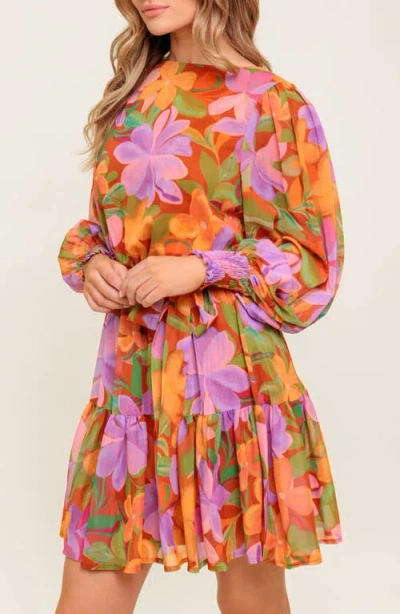 Flying Tomato Long Sleeve Minidress In Brown