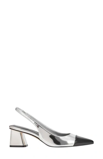 Marc Fisher Women's Laglie Pointy Toe Dress Slingback Pumps In Silver