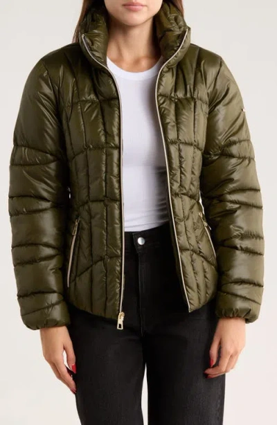 Bcbgeneration Zip Corset Puffer Jacket In Green
