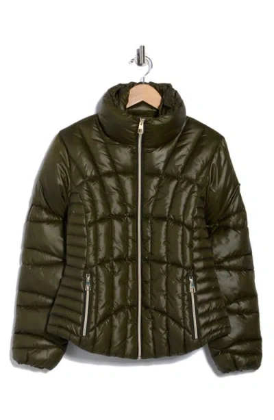 Bcbgeneration Zip Corset Puffer Jacket In Green