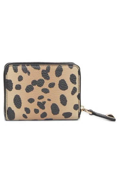 Marc Jacobs Cheetah Bold Slg Mini Leather Compact Wallet In Brown