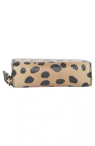 Marc Jacobs Cheetah Bold Slg Mini Leather Compact Wallet In Brown