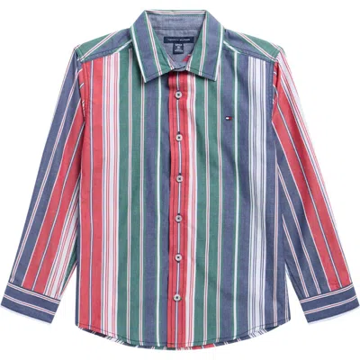 Tommy Hilfiger Kids' Stripe Button-up Shirt In Blue