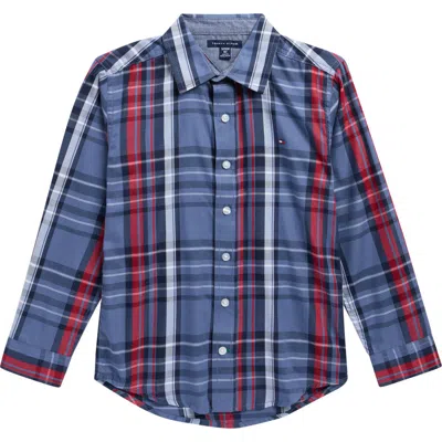 Tommy Hilfiger Kids' Plaid Button-up Shirt In Blue