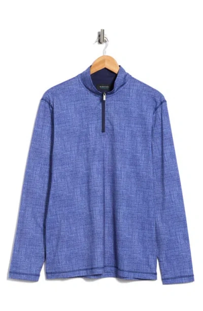 Bugatchi Stretch Cotton Quarter Zip Pullover In Blue