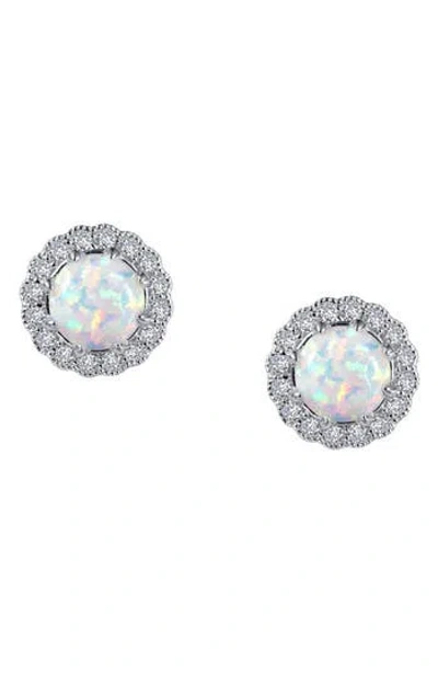 Lafonn Simulated Opal & Simulated Diamond Halo Stud Earrings In Metallic