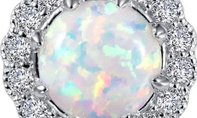 Lafonn Simulated Opal & Simulated Diamond Halo Stud Earrings In Metallic