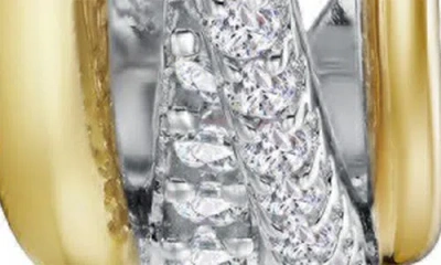 Lafonn Simulated Diamond Two-tone Crossover Hoop Earrings In Gold