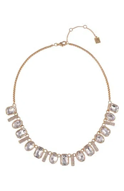 Laundry By Shelli Segal Oval & Square Crystal Necklace In Gold