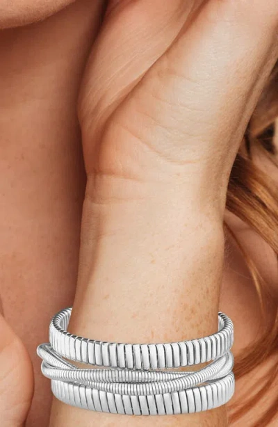 Jardin Flexible Coiled Cuff Bracelet In Silver