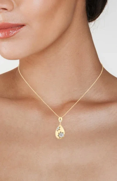 Jardin Cubic Zirconia Floral Teardrop Pendant Necklace In Gold
