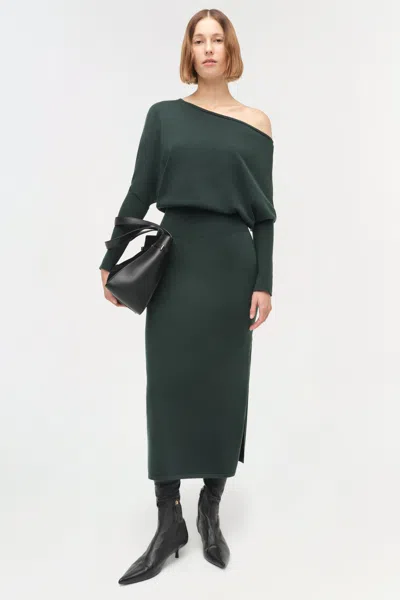 Simkhai Women's Knitted Janese Off Shoulder Midi Dress In Emerald In Animal Print
