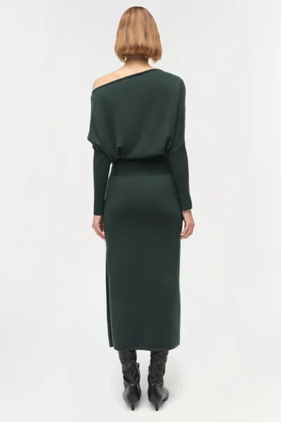 Simkhai Women's Knitted Janese Off Shoulder Midi Dress In Emerald In Animal Print
